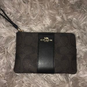 Coach brown and black wristlet